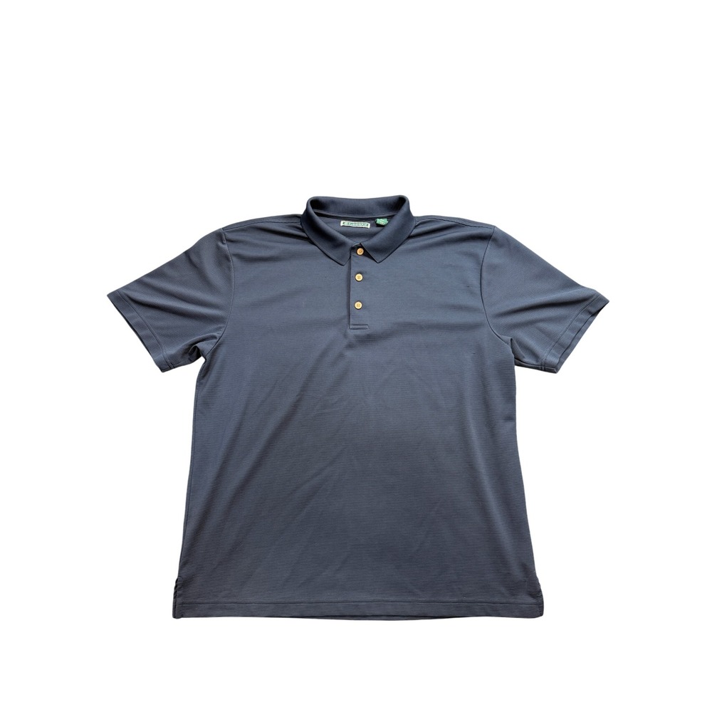 Cubavera Mens XL Navy Blue Textured Ribbed Short Sleeve Polo Shirt 3-Button